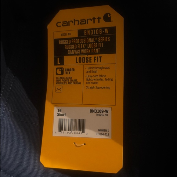 NWT Carhartt Women’s Rugged Flex Loose Fit Canvas Work Pant Size 16 S - Picture 2 of 3